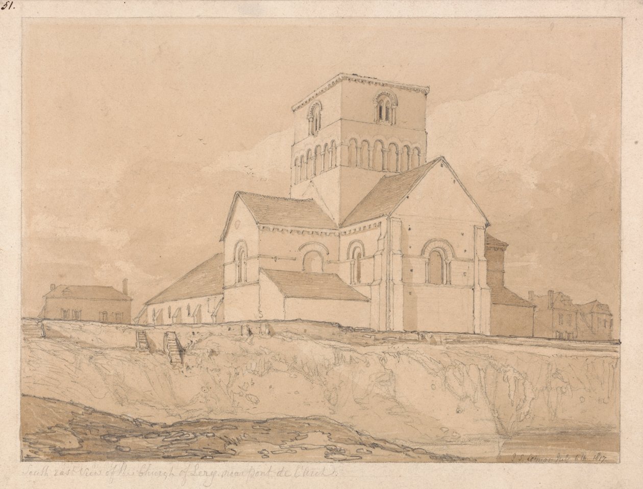 Délkeleti nézet a Lery-templomról, Normandia Pont-de-l