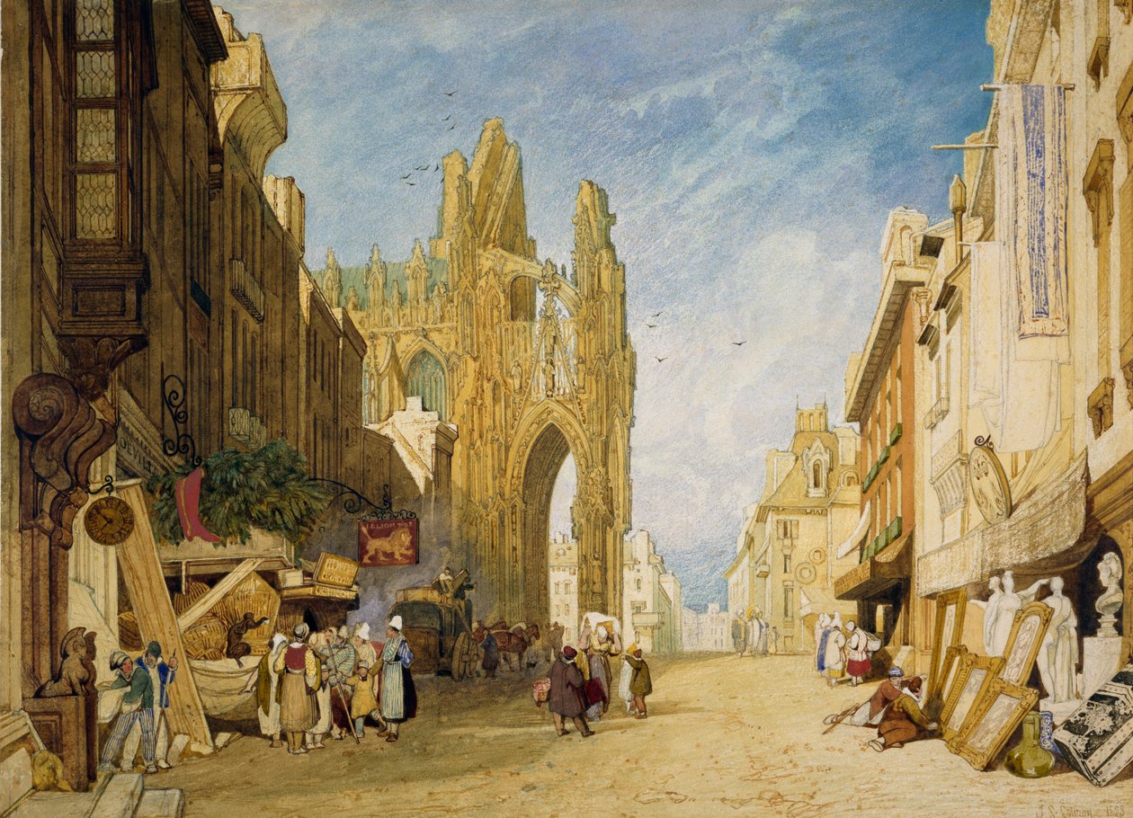 Utcai jelenet Alenconban, Normandiában, 1828 alkotó: John Sell Cotman