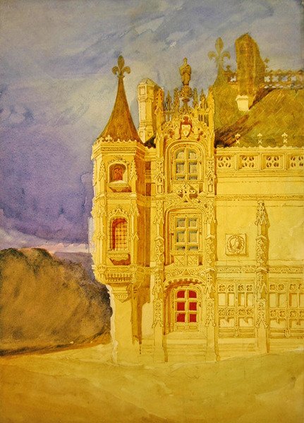 A roueni St. Ouen-i apátság apátsági háza (akvarell papíron) alkotó: John Sell Cotman