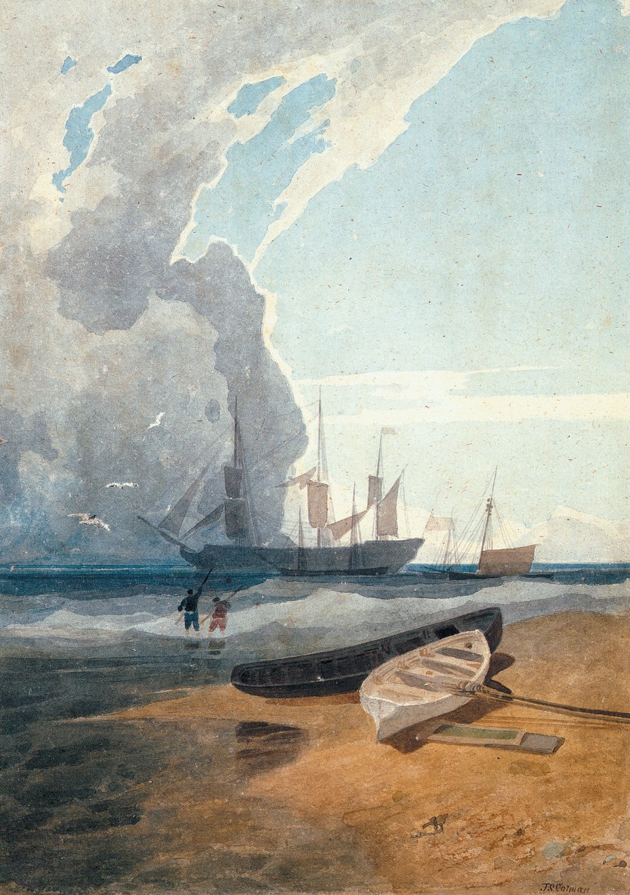 A Mars, Horgonyon lovagolva Cromer mellett, 1807 körül (ceruza, wc papíron) alkotó: John Sell Cotman