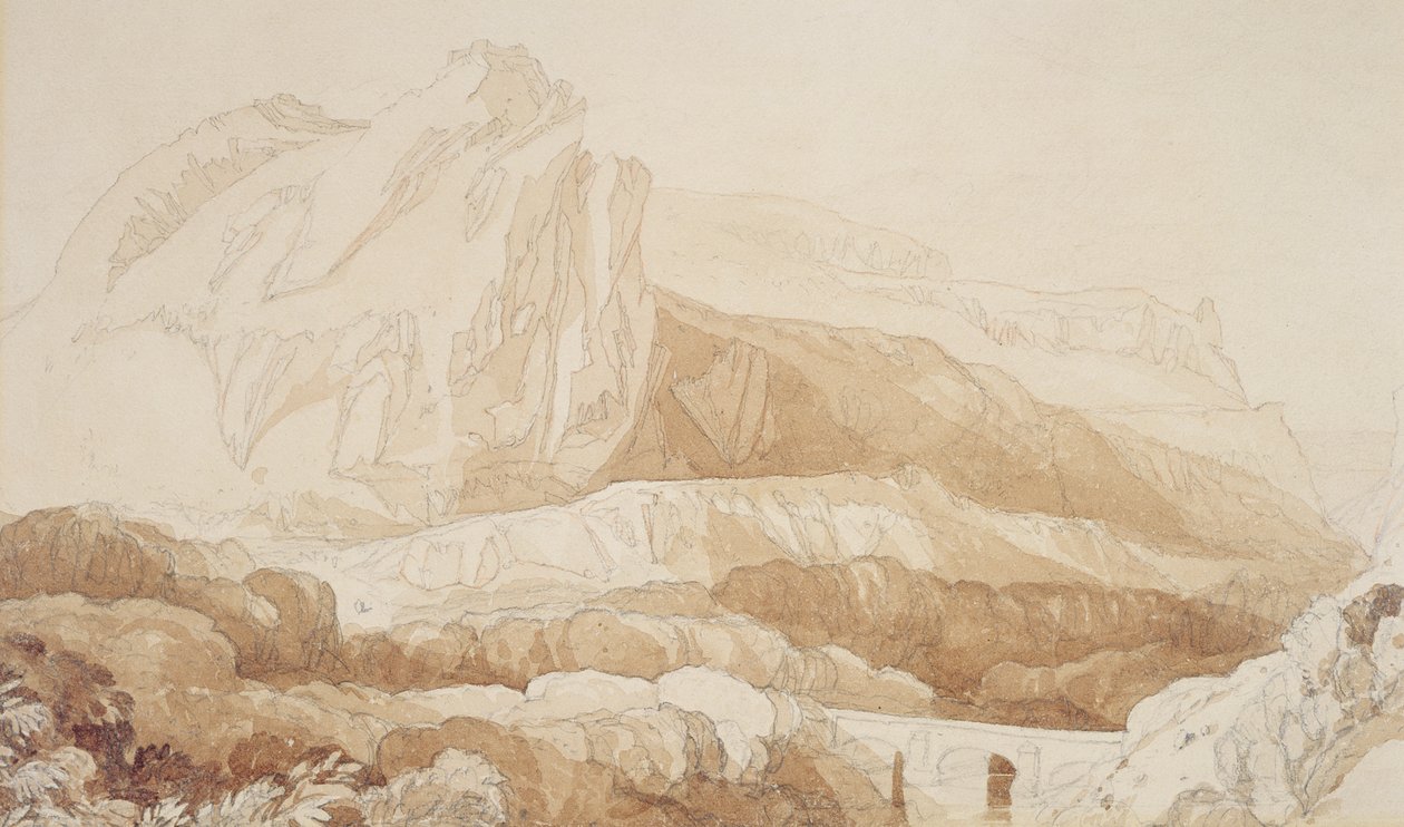 A Roule-hegy, Cherbourg (toll és tus, papír) alkotó: John Sell Cotman