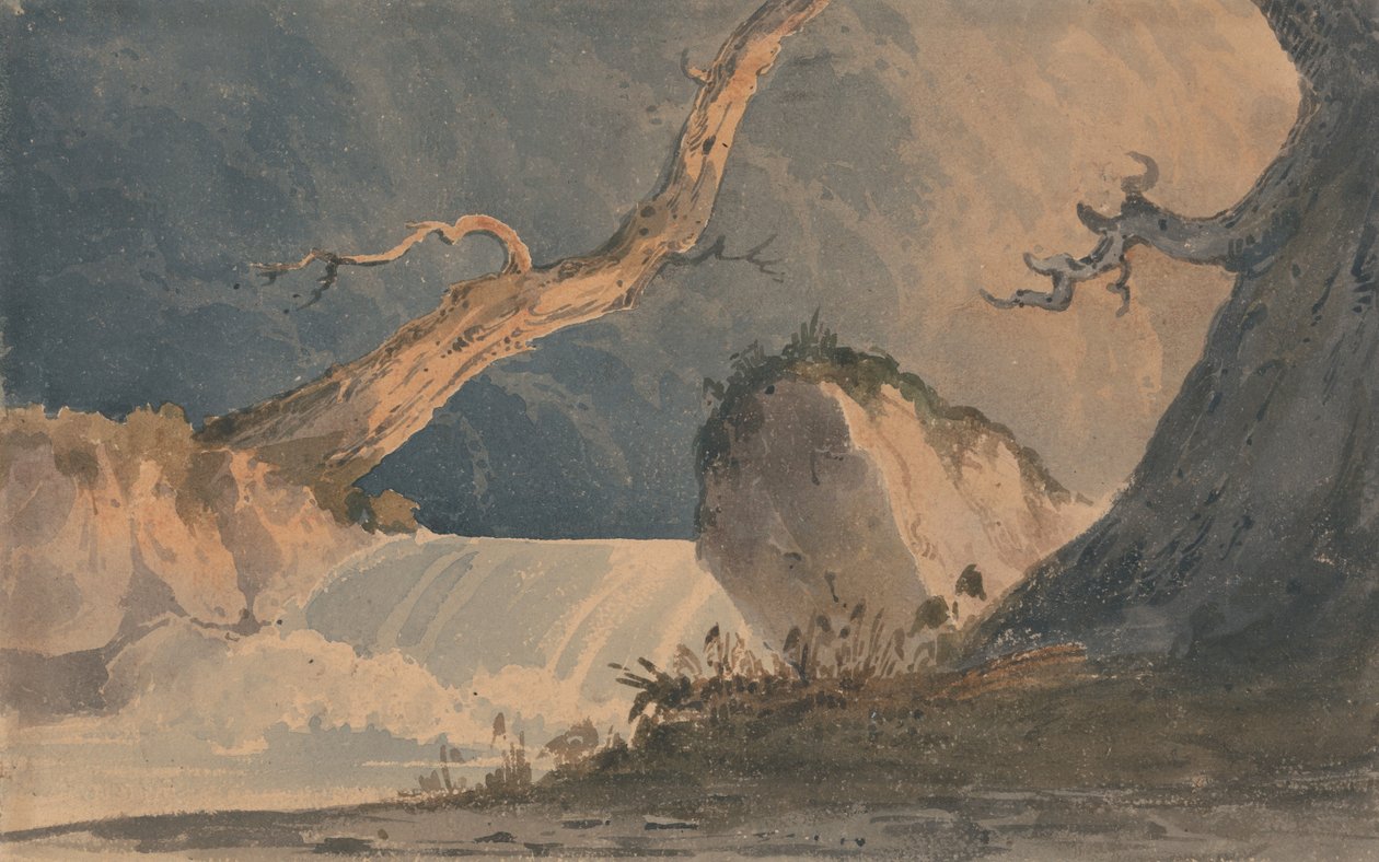 Vízesés sivár tájban alkotó: John Sell Cotman