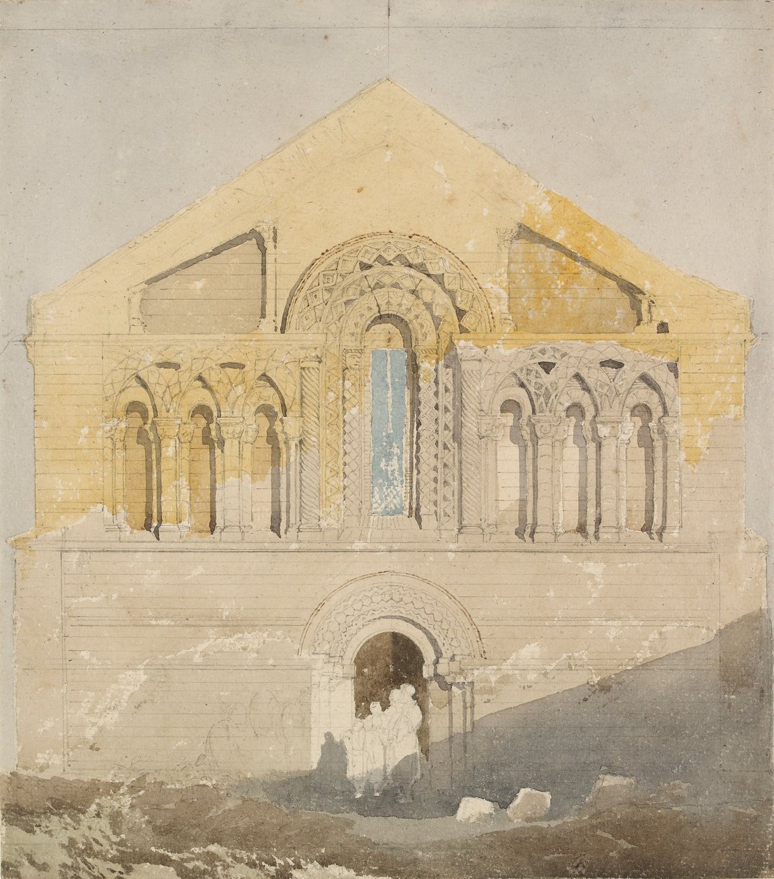 West Front of Castle Rising Church, Norfolk, 19. század eleje alkotó: John Sell Cotman
