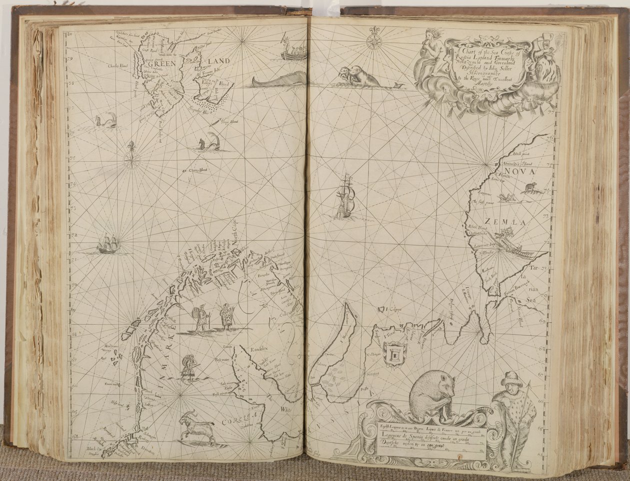Oroszország, Lappföld, Finmarke, Nova Zemla és Grönland tengeri partjainak térképe, 1671 alkotó: John Seller