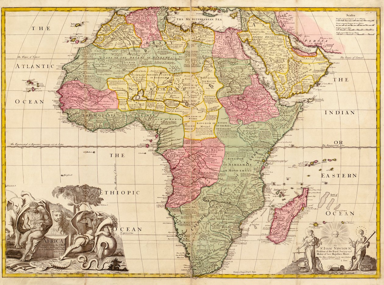 Afrika, a modern földrajzból, 1725 körül alkotó: John Senex