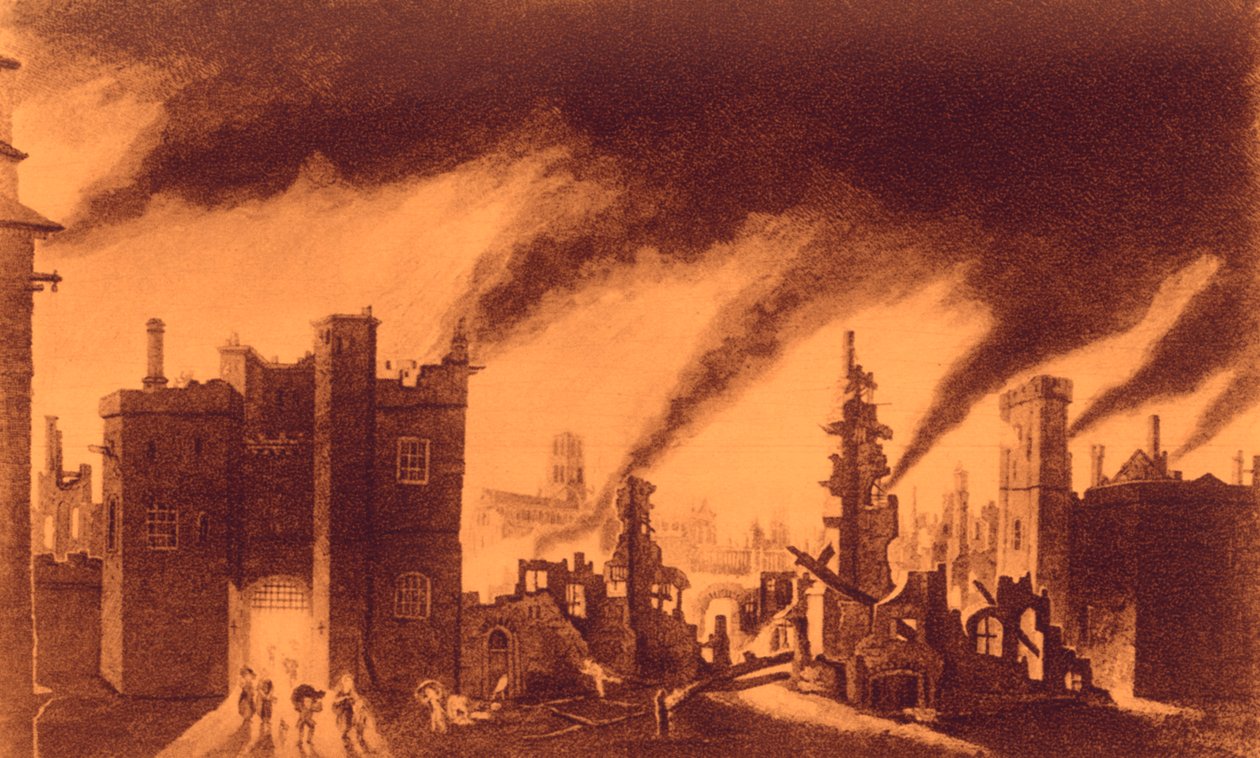 A londoni nagy tűzvész alkotó: John Seymour Lucas
