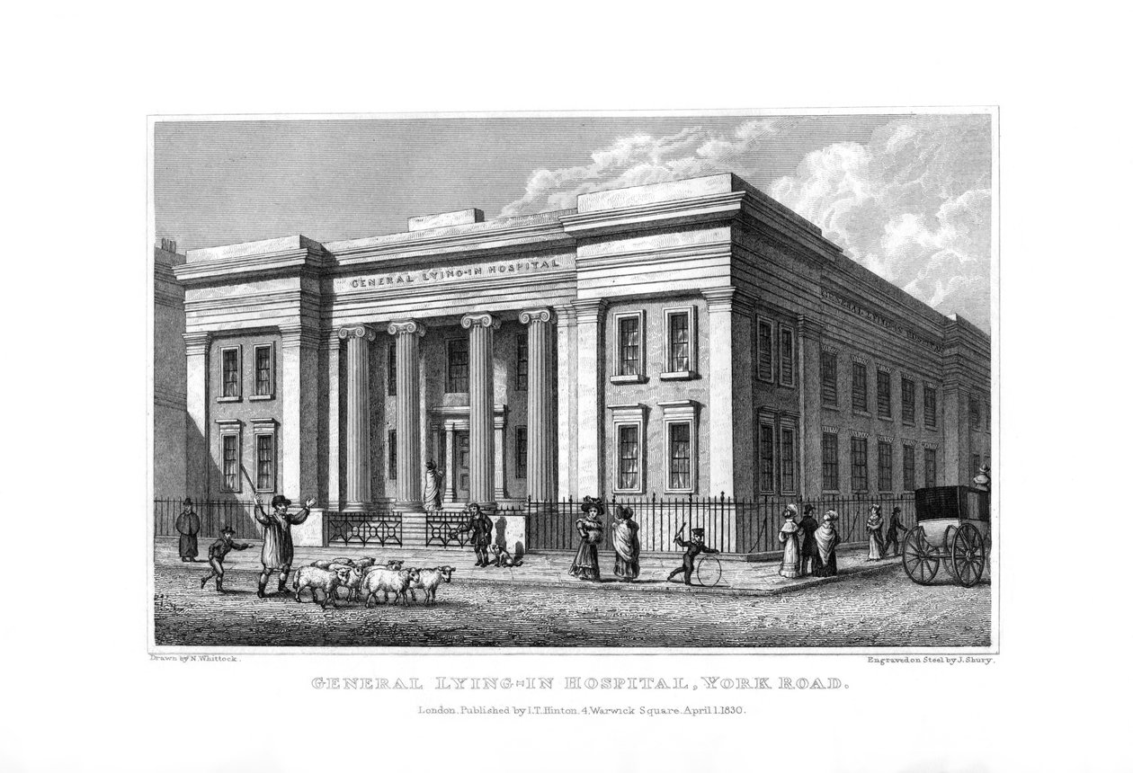 General Lying-in Hospital, York Road, Lambeth, London, 1830. alkotó: John Shury