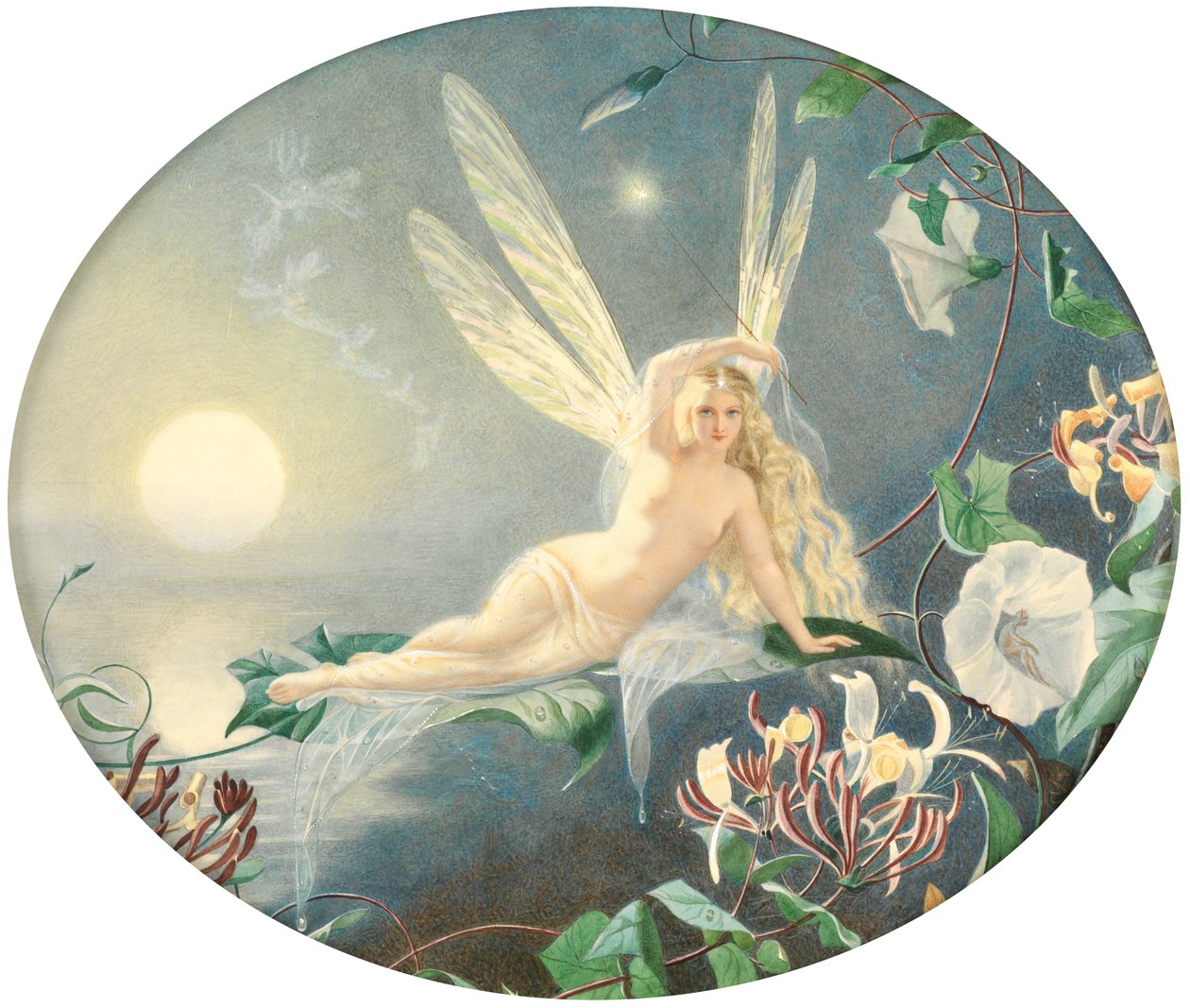 Levélen pihenő tündér, 1860 körül alkotó: John Simmons