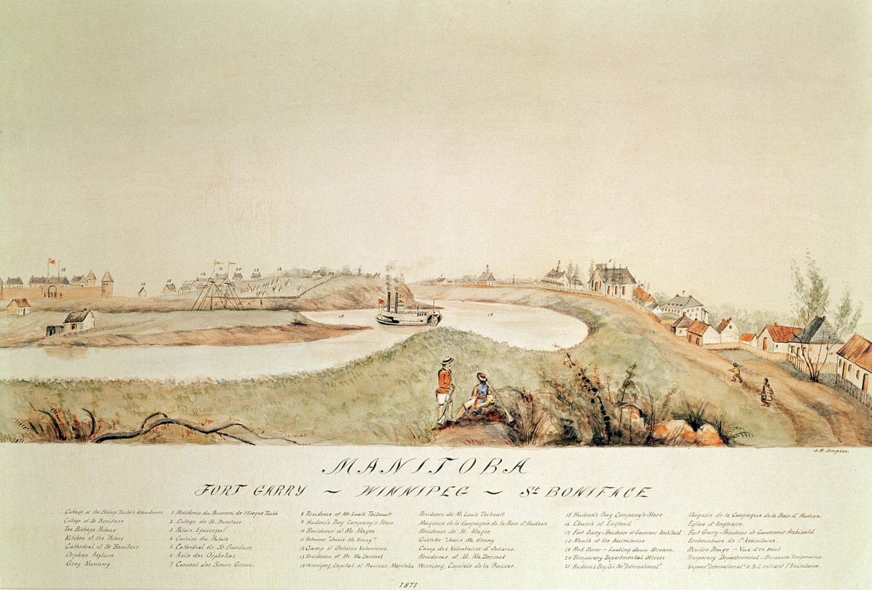 Manitoba, a Hudson Bay Company kereskedelmi állomását mutatja be, 1871 alkotó: John Simpson