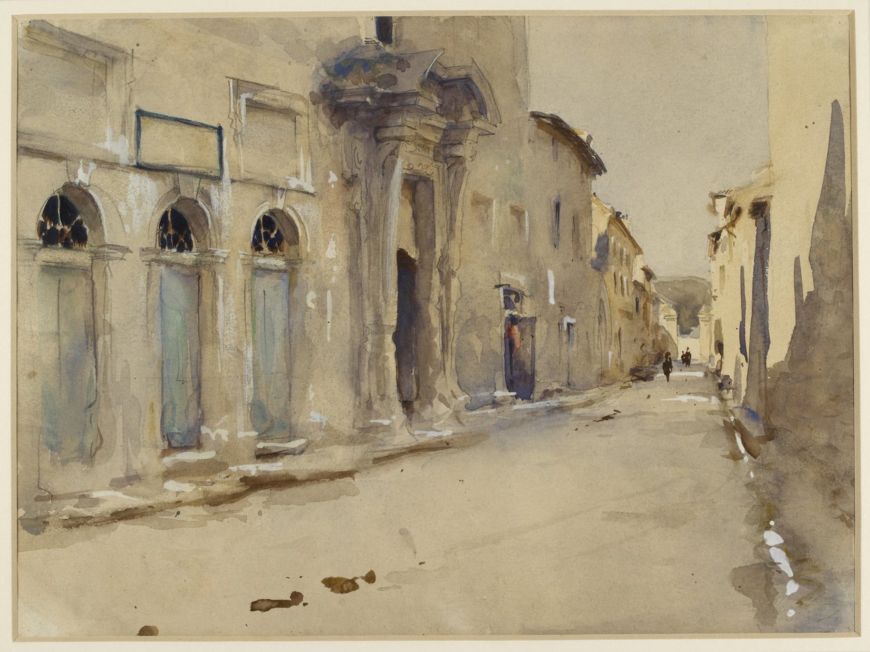 Egy utca Spanyolországban (akvarell grafit felett testszín érintésével) alkotó: John Singer Sargent
