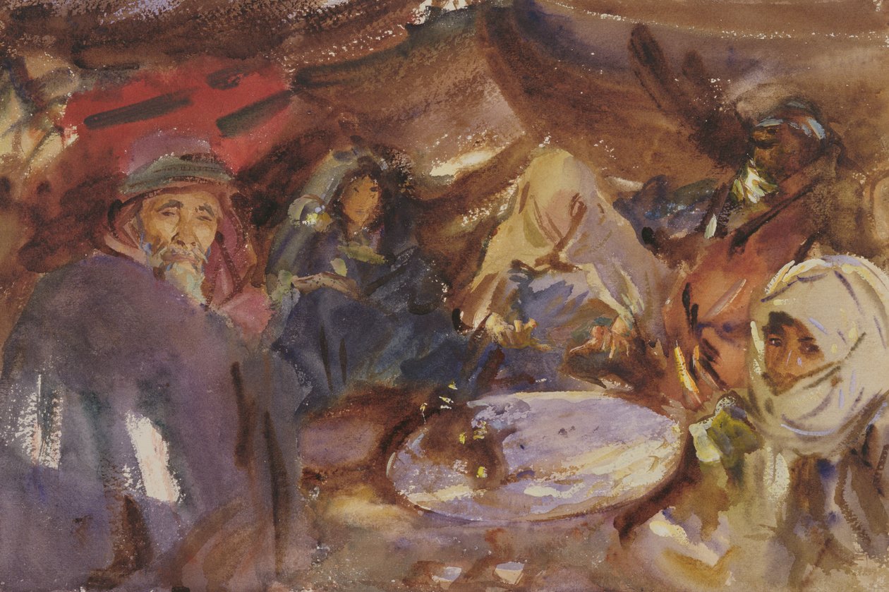 Arab cigányok sátorban, 1905-06 (papíron fehérrel emelt wc) alkotó: John Singer Sargent