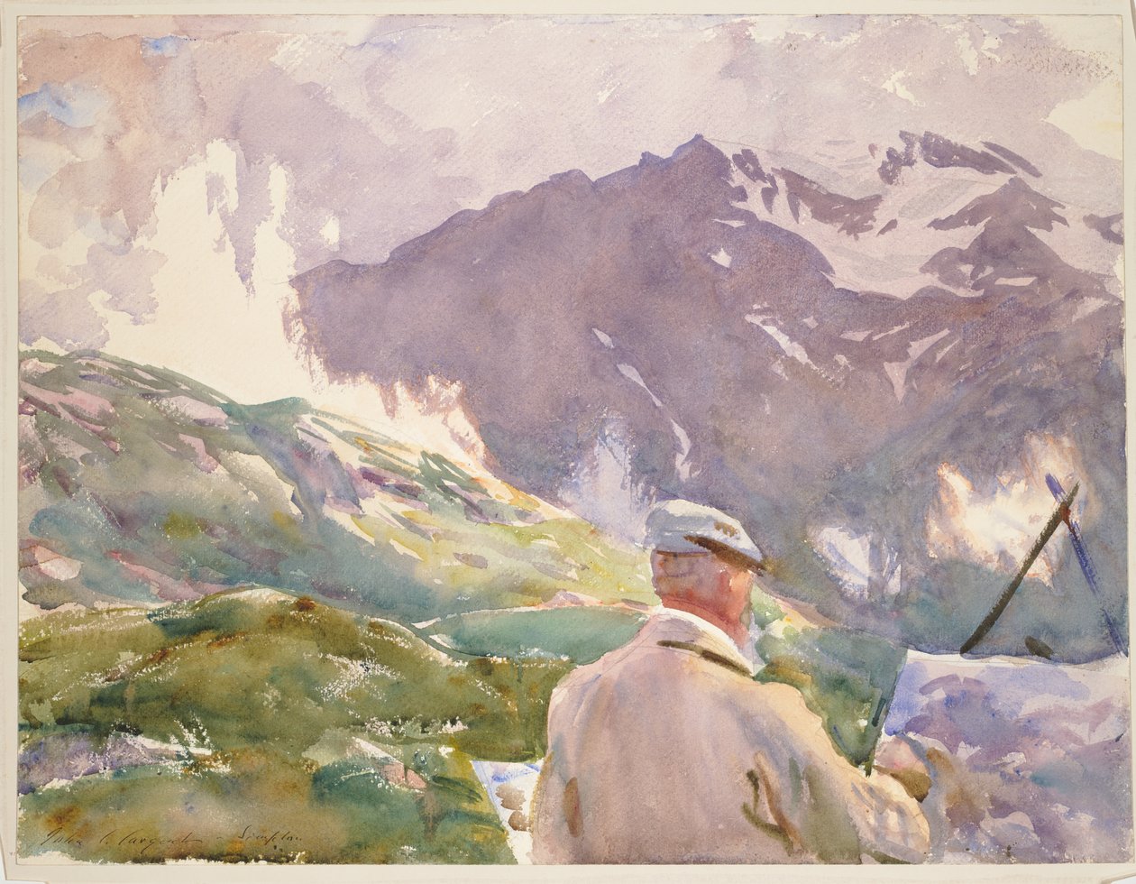 Művész a Simplonban, 1909-11 körül (akvarell, grafit, papír) alkotó: John Singer Sargent