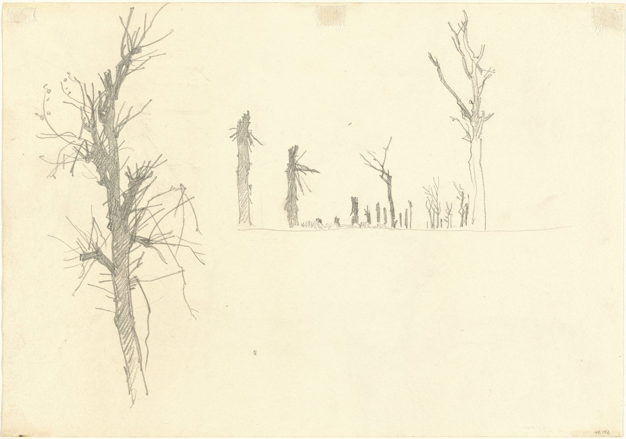 Pusztított fák [verso], 1918. alkotó: John Singer Sargent