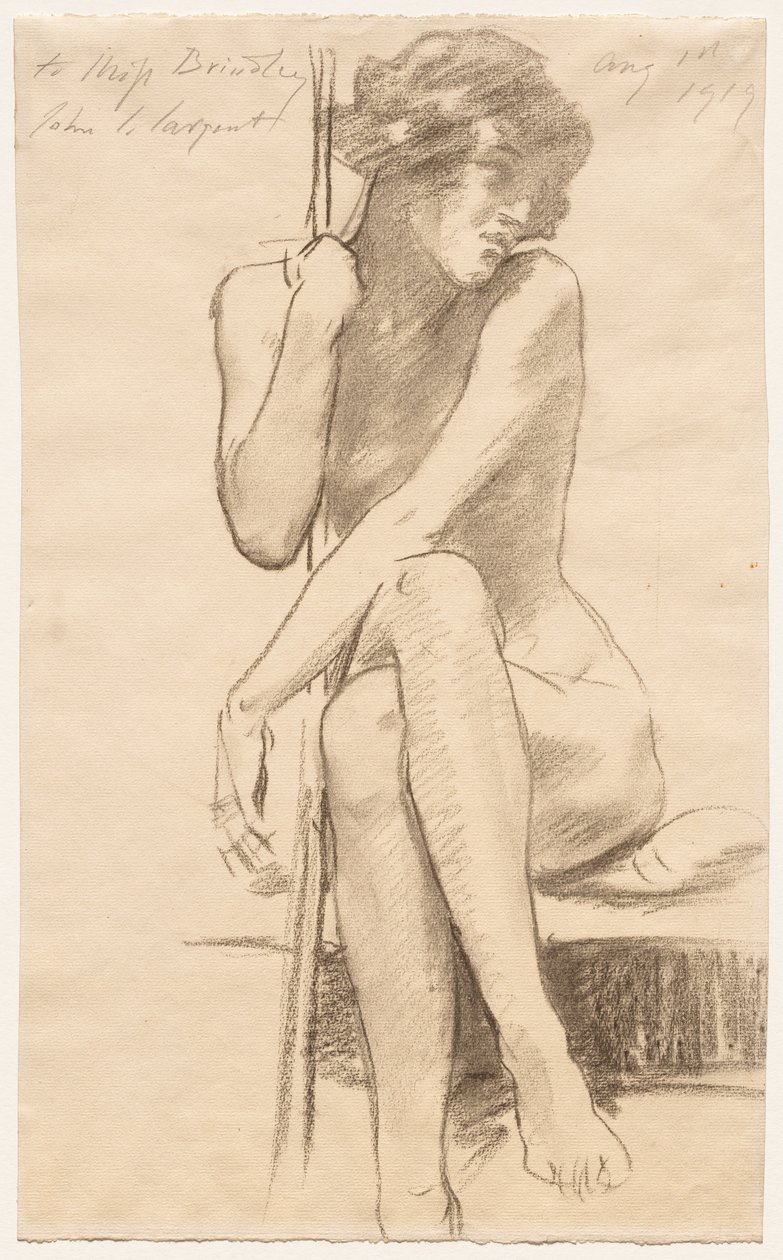 Alacsony padon ülő meztelen nő alkotó: John Singer Sargent