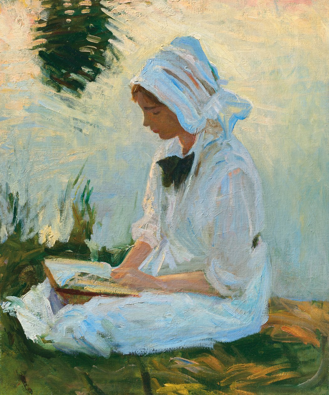 Patak mellett olvasó lány, 1888 körül alkotó: John Singer Sargent