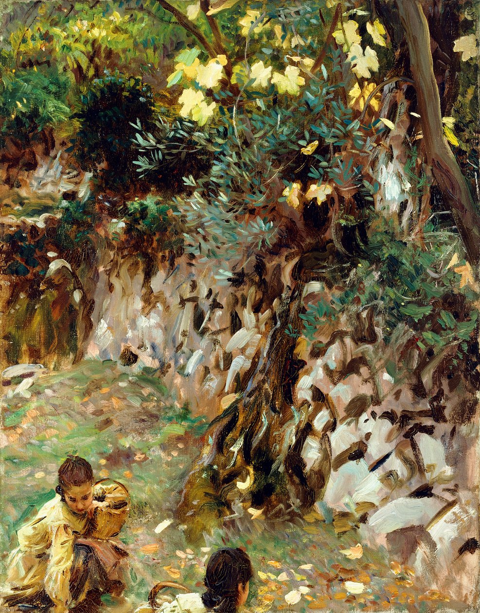Girls Gathering Blossoms, Valdemosa, Mallorca, alkotó: John Singer Sargent