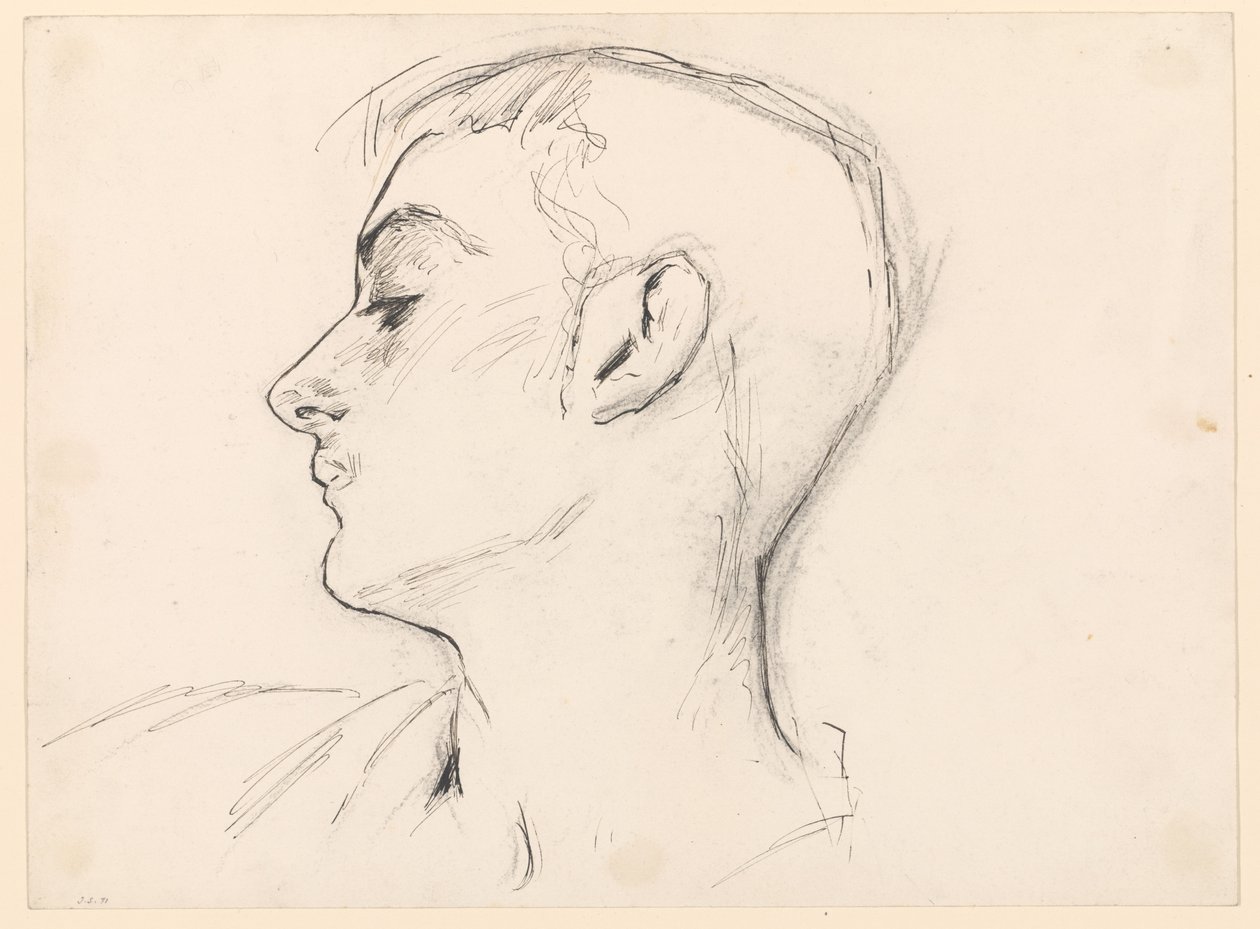 Egy fiatal férfi (Albert de Belleroche) profilból látható feje alkotó: John Singer Sargent