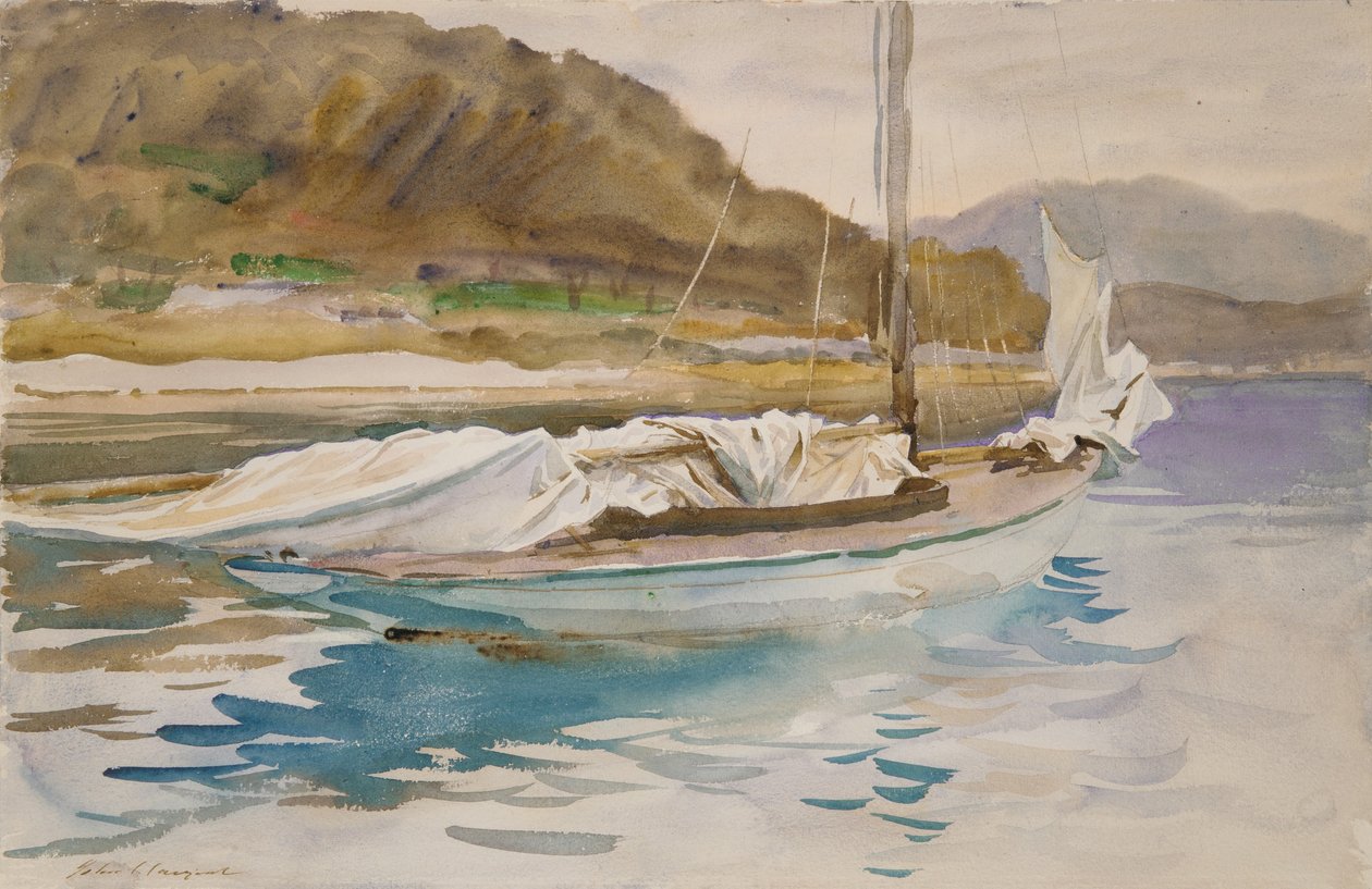 Idle Sails, 1913 (wc és grafit fehér szőtt papíron) alkotó: John Singer Sargent