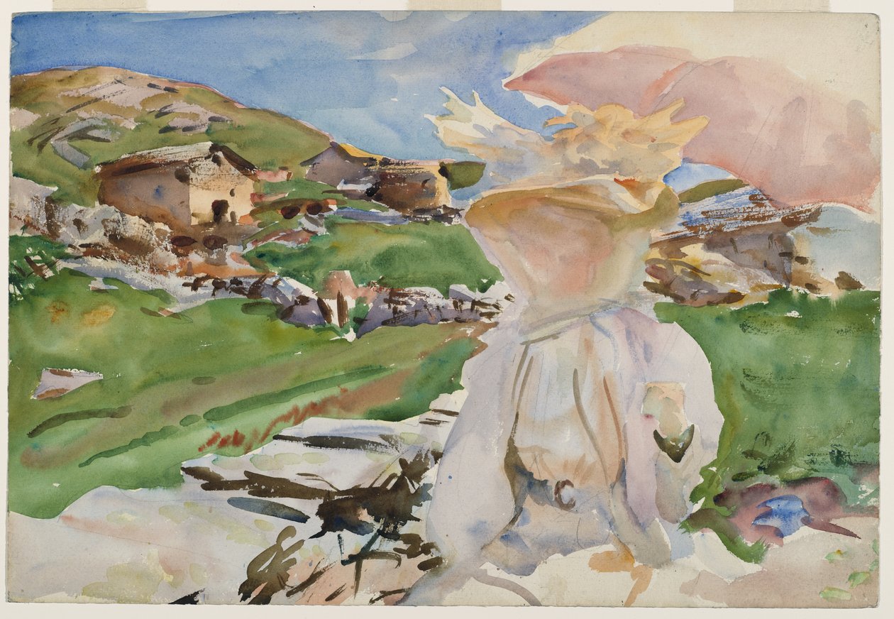 A Simplon Passban, 1909 (áttetsző wc, átlátszatlan wc és viaszálló felület grafit alárajzolással) alkotó: John Singer Sargent