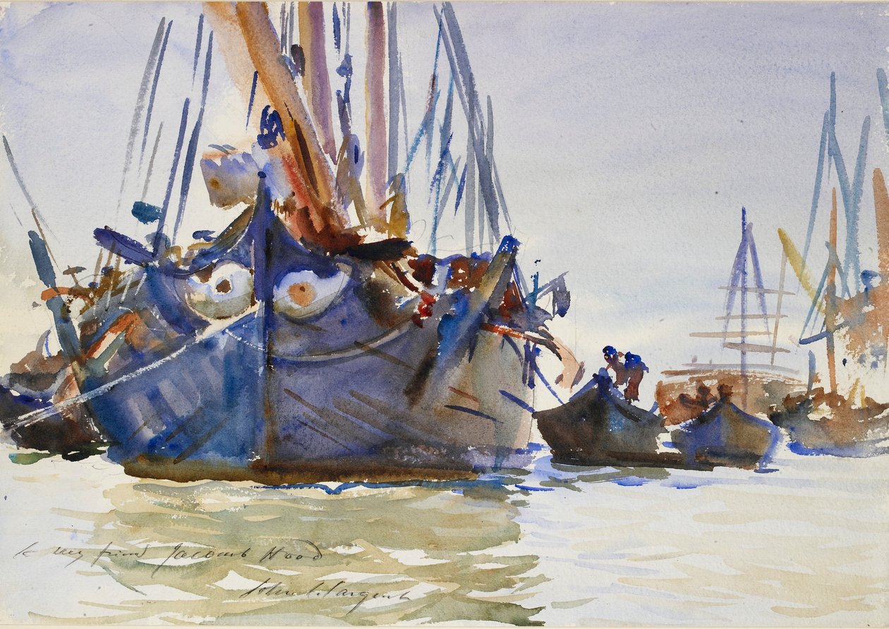 Olasz vitorlás hajók horgonynál, 1904-1907 alkotó: John Singer Sargent