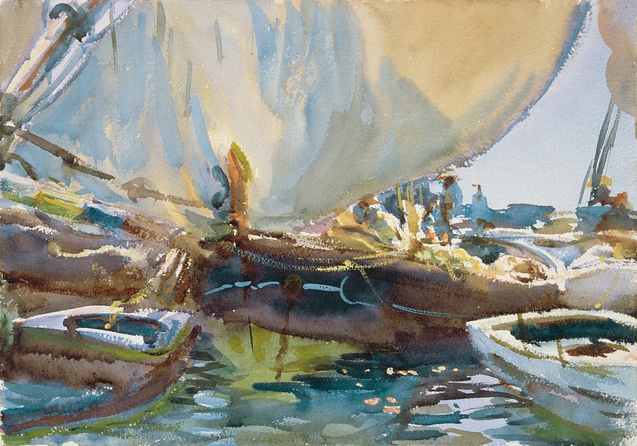 Melon Boats, 1905 körül (wc papíron) alkotó: John Singer Sargent