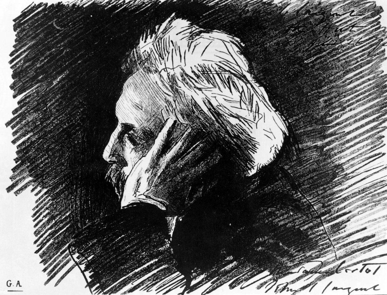 Gabriel Fauré (1845-1924) francia zeneszerző portréja. Barátja, John Singer Sargent faszén (1898). alkotó: John Singer Sargent