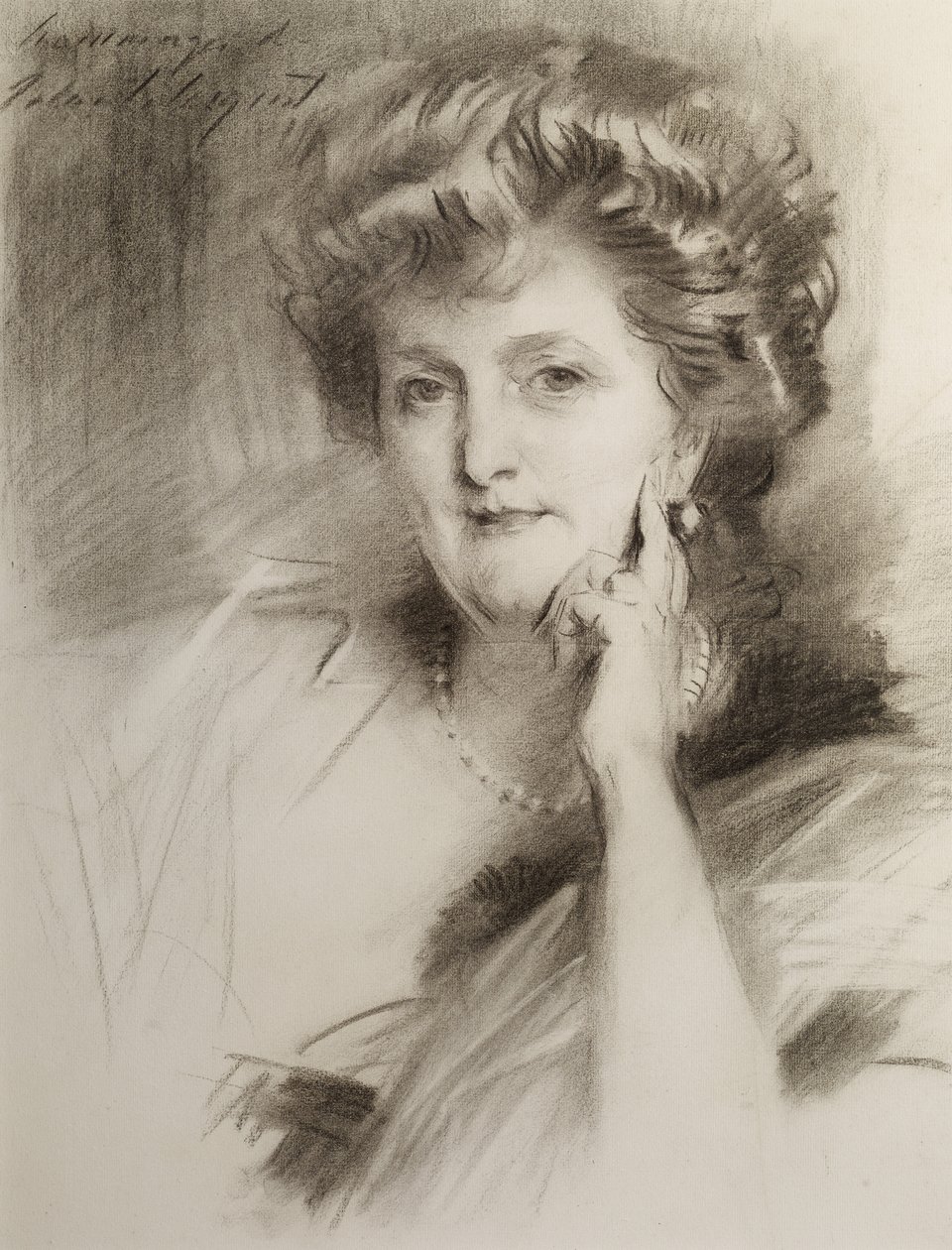 Női portré, 1900 után (kréta szőtt papíron) alkotó: John Singer Sargent