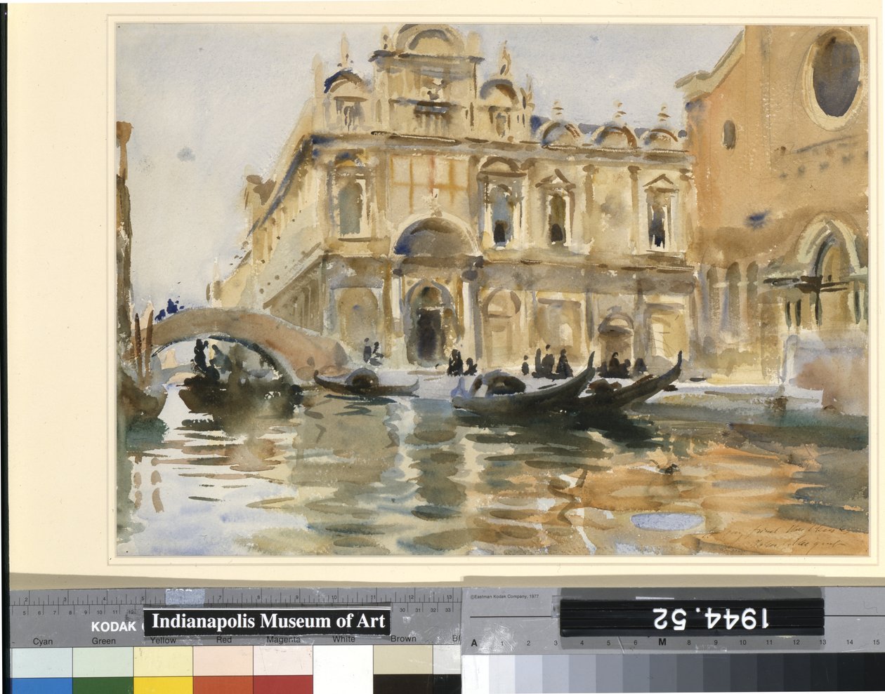 Rio Dei Mendicanti, Velence (akvarell ceruzával, törtfehér papíron) alkotó: John Singer Sargent