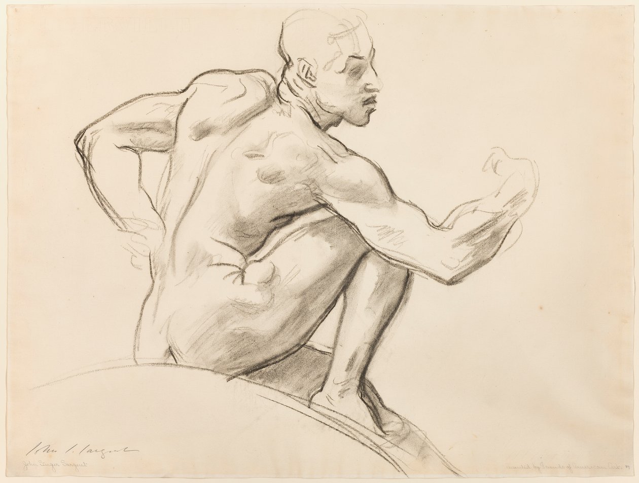 Ülő férfiakt alkotó: John Singer Sargent