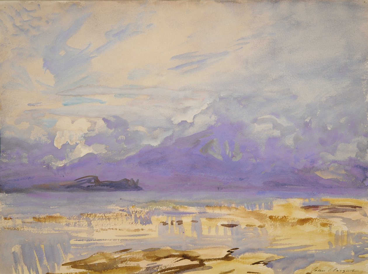 Sirmione, 1913 (wc és gouache, törtfehér szőtt papíron) alkotó: John Singer Sargent