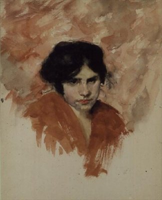 Vázlat egy nő fejéről és válláról (akvarell papíron) alkotó: John Singer Sargent