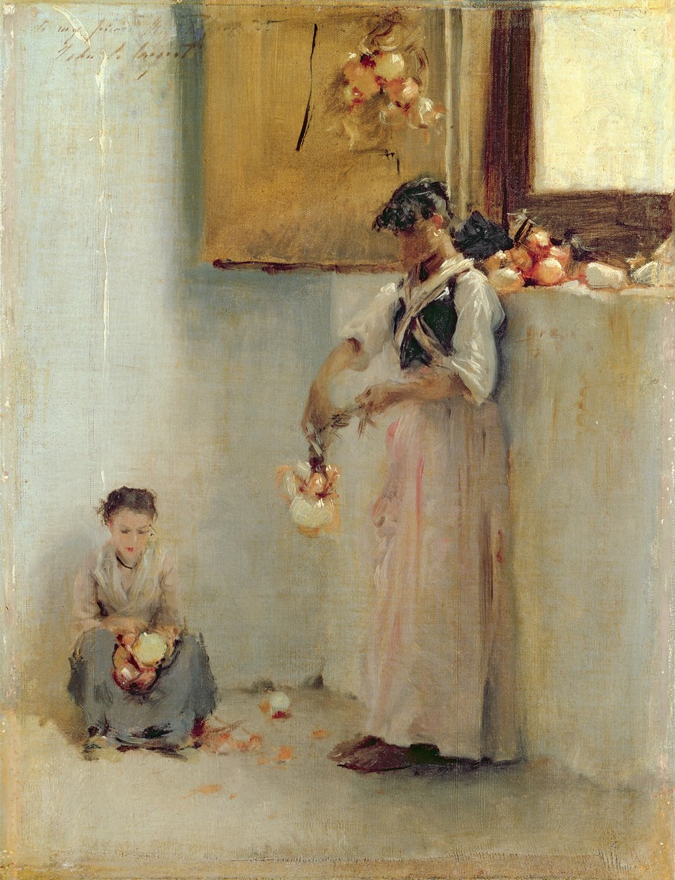 Hagymafűzés, 1882 körül (olaj, vászon) alkotó: John Singer Sargent