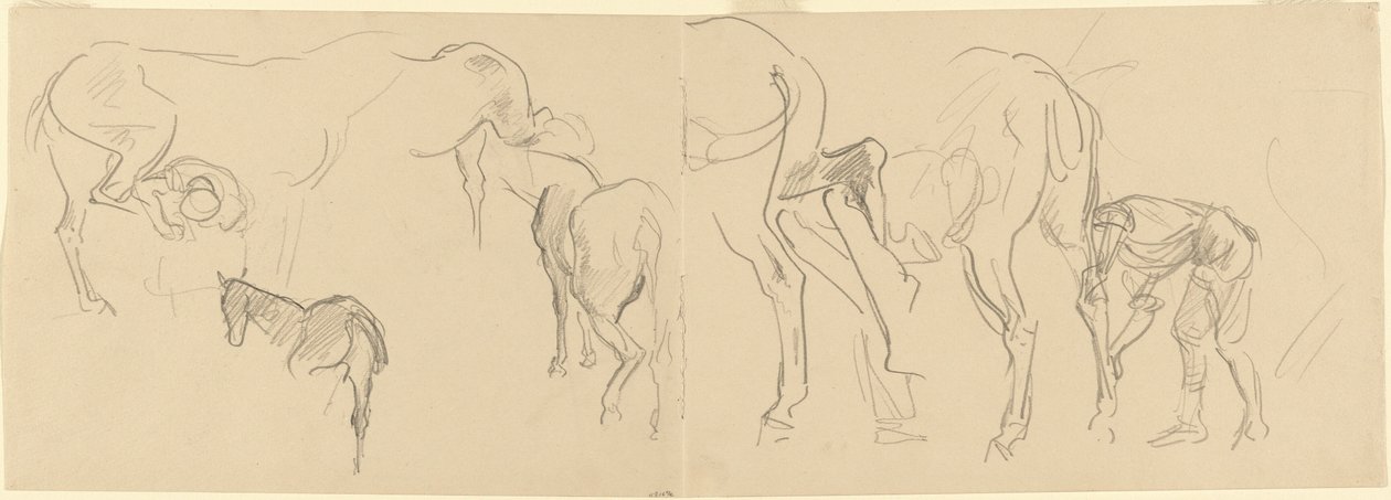 Tanulmányok a kálvária lovak patkolásához a fronton [recto], 1918. alkotó: John Singer Sargent