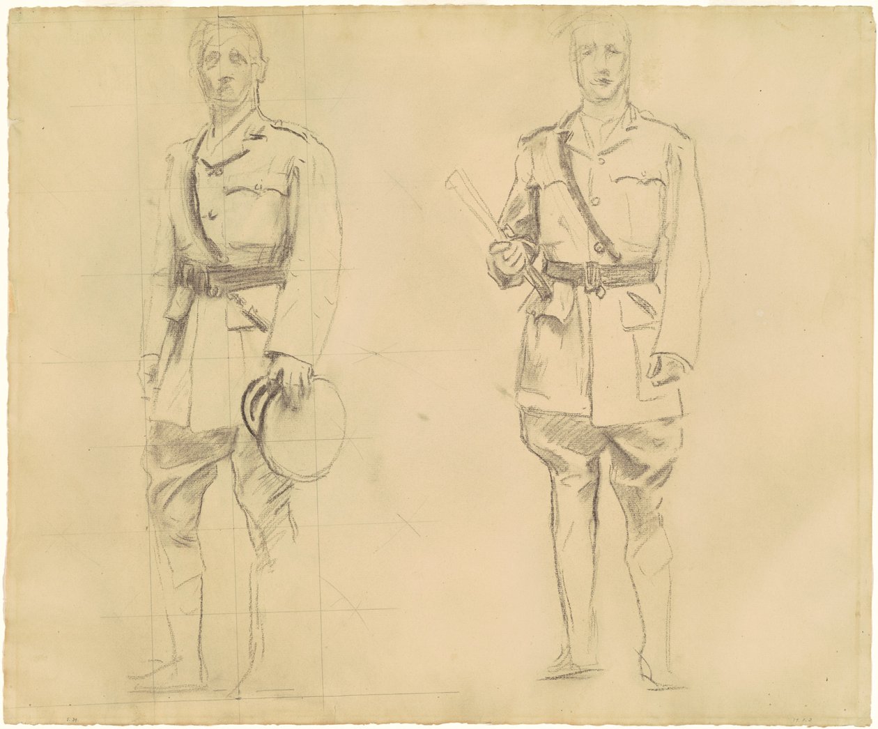 Plumer és Haig tábornokok tanulmányai az I. világháború általános tisztjei számára [recto], 1920-1922. alkotó: John Singer Sargent