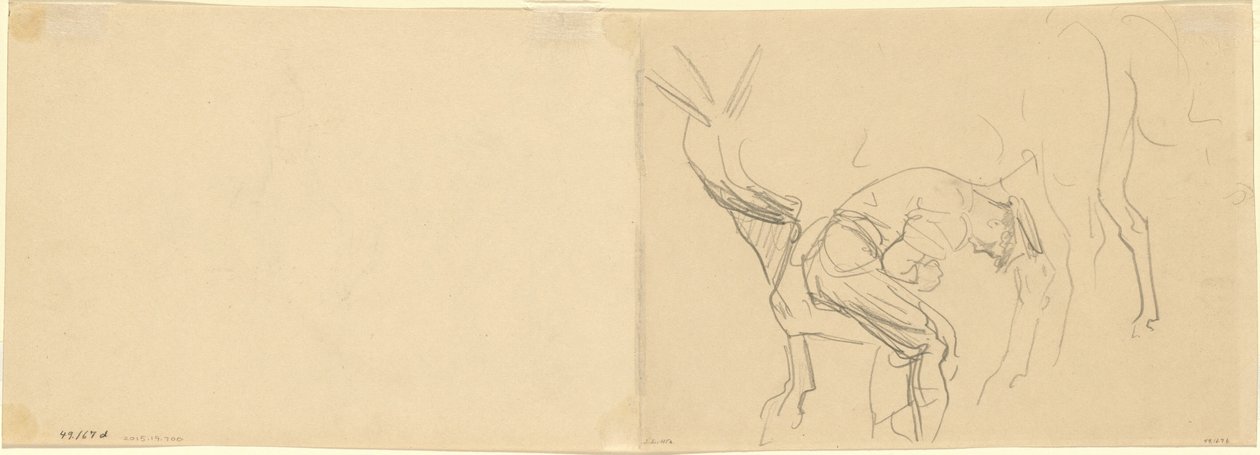 Tanulmány a kálvária lovak patkolásához a fronton [verso], 1918. alkotó: John Singer Sargent