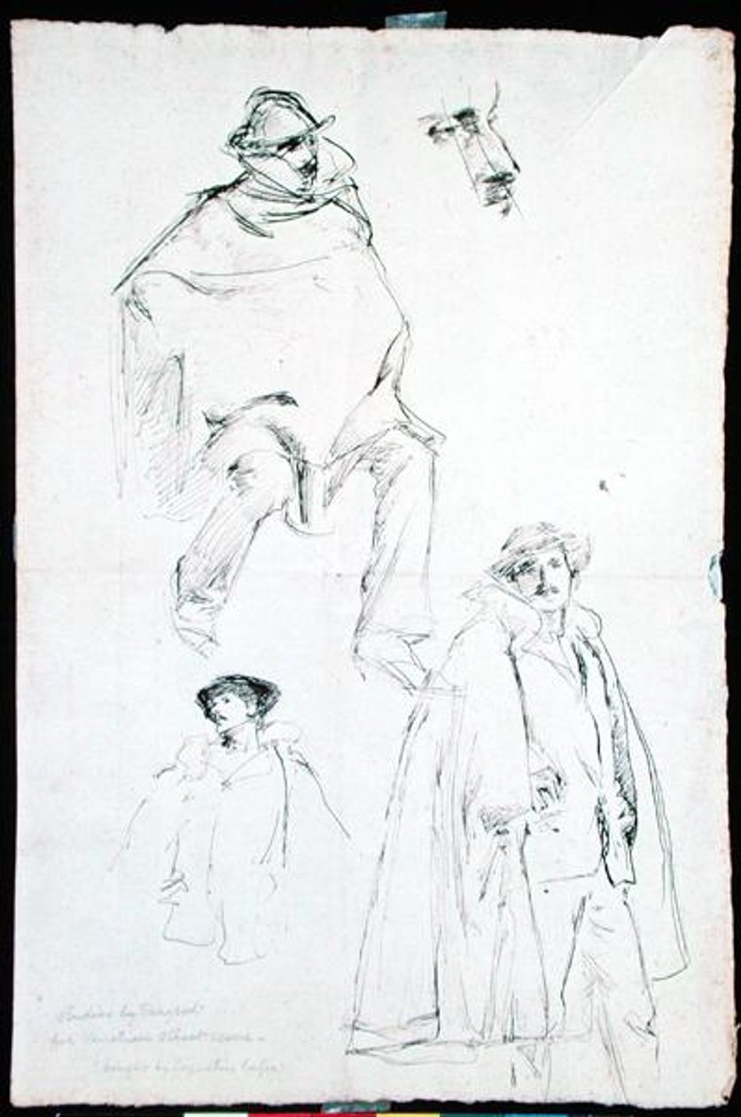 Tanulmány egy velencei utcai jelenethez (tinta papíron) alkotó: John Singer Sargent
