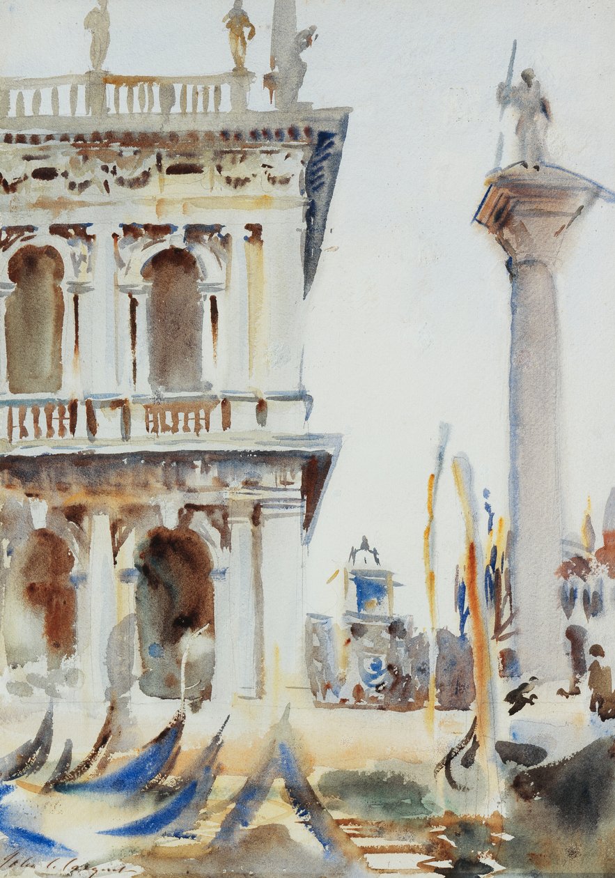 A Libreria sarka, a Szent Theodor oszloppal, Velence, 1904 alkotó: John Singer Sargent