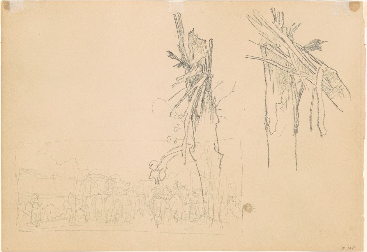 Two Shattered Trees, and Study for The Road [verso], 1918. alkotó: John Singer Sargent