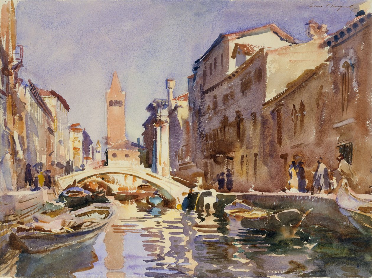 Velencei csatorna, 1913 (wc és grafit törtfehér szőtt papíron) alkotó: John Singer Sargent