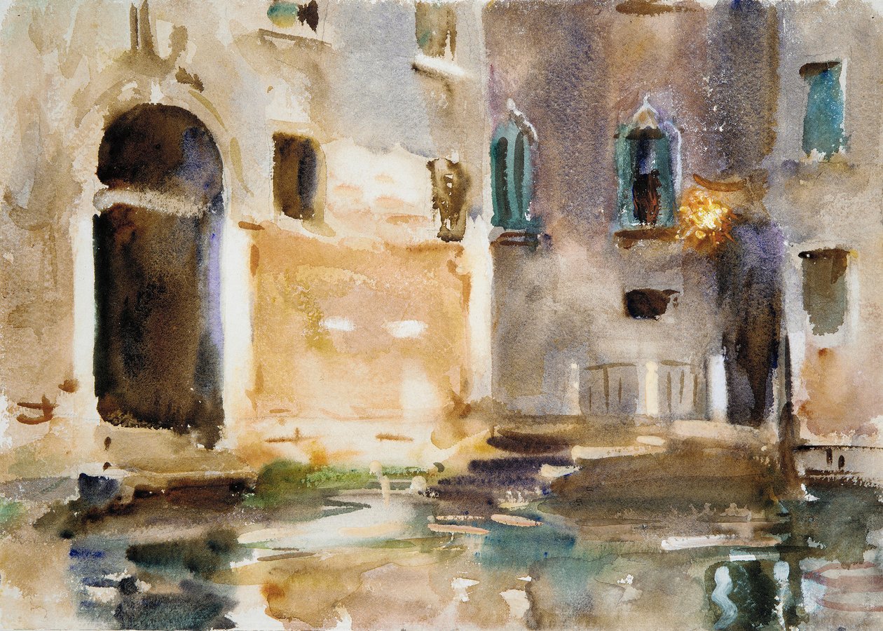 Velence, 1903 körül (wc, gouache és grafit fehér szőtt papíron) alkotó: John Singer Sargent