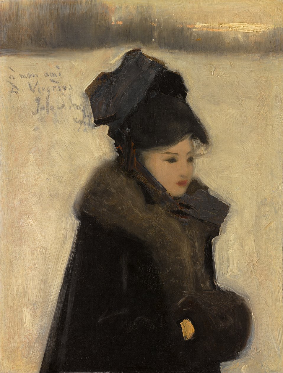 Nő szőrmével, 1880-85 körül (olaj, vászon) alkotó: John Singer Sargent