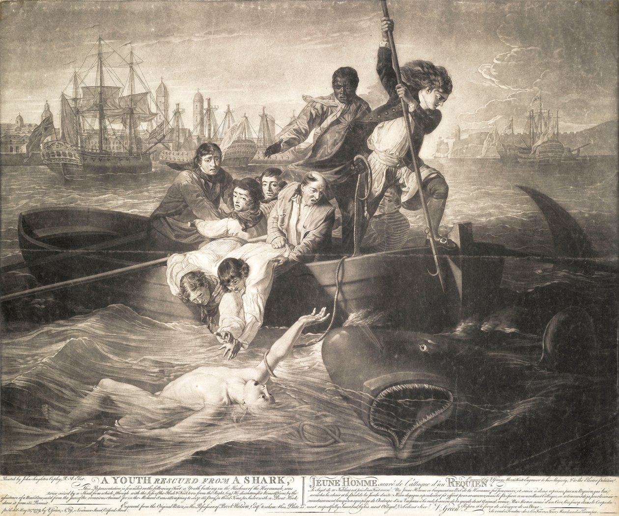 Egy fiatal megmenekült a cápától alkotó: John Singleton (after) Copley