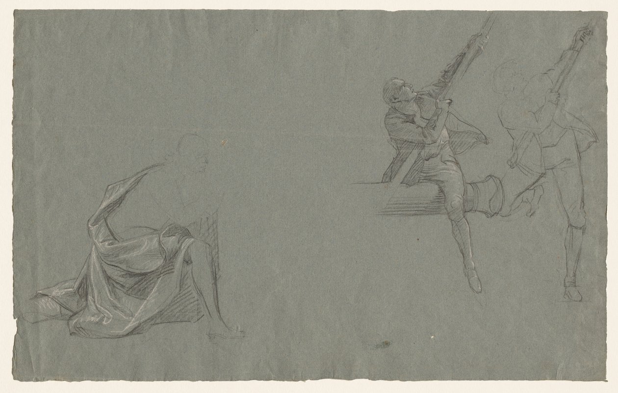 Drapery Study, Két alak húz egy rudat, 1785-86. alkotó: John Singleton Copley