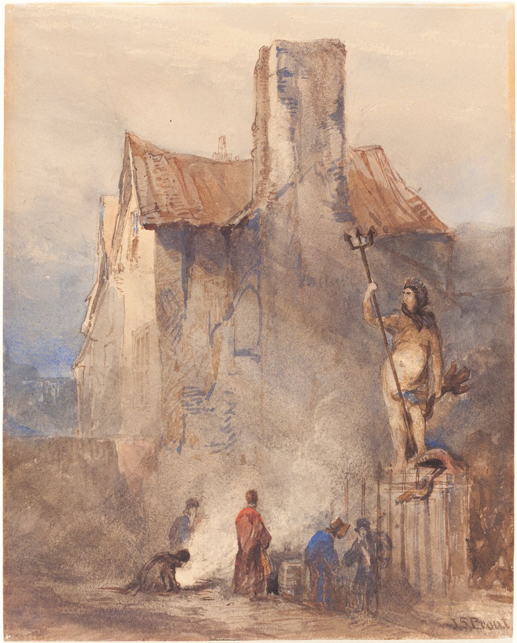 A bristoli zavargások: The Burning in the Street alkotó: John Skinner Prout