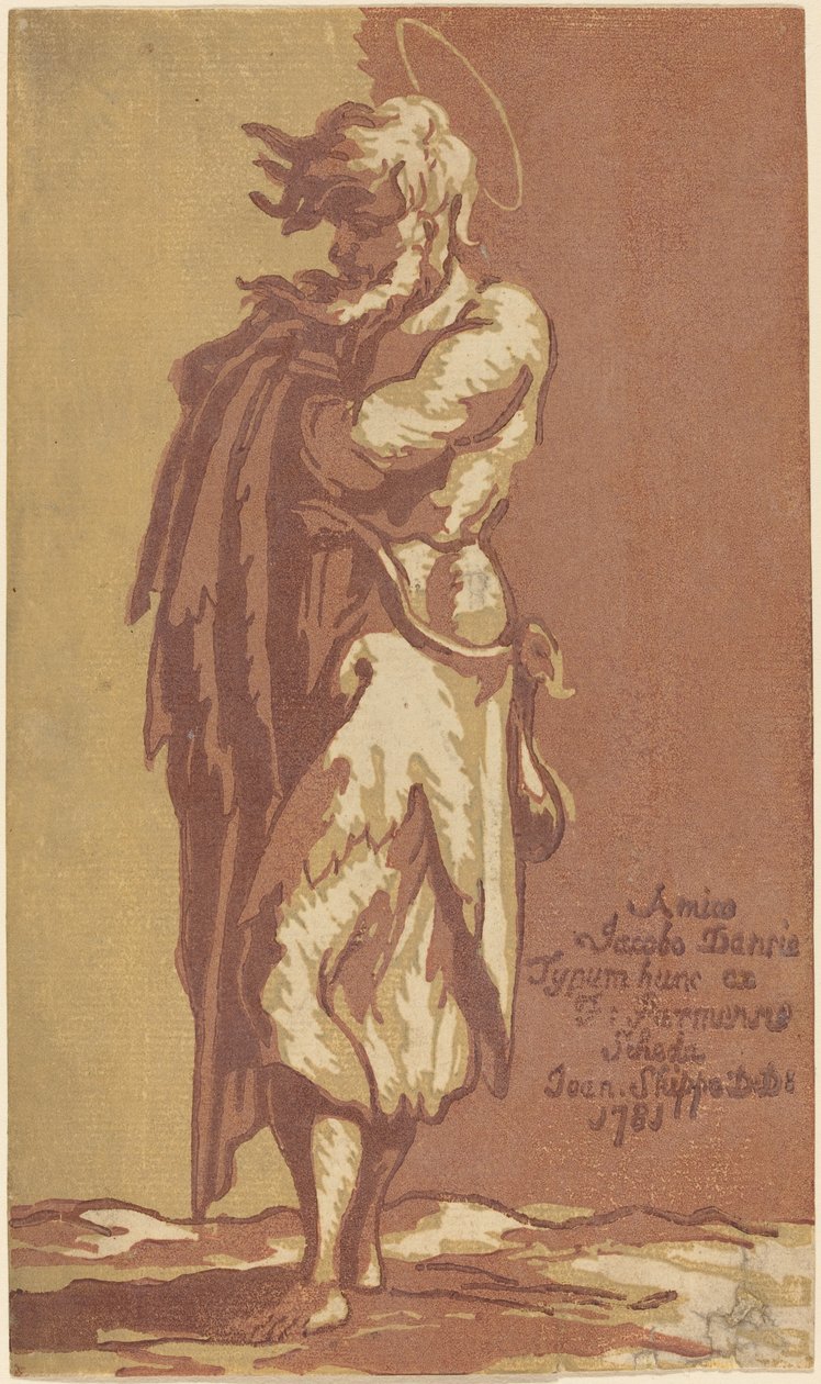 Férfi szent álló, összefont karokkal, balra néz alkotó: John Skippe after Parmigianino