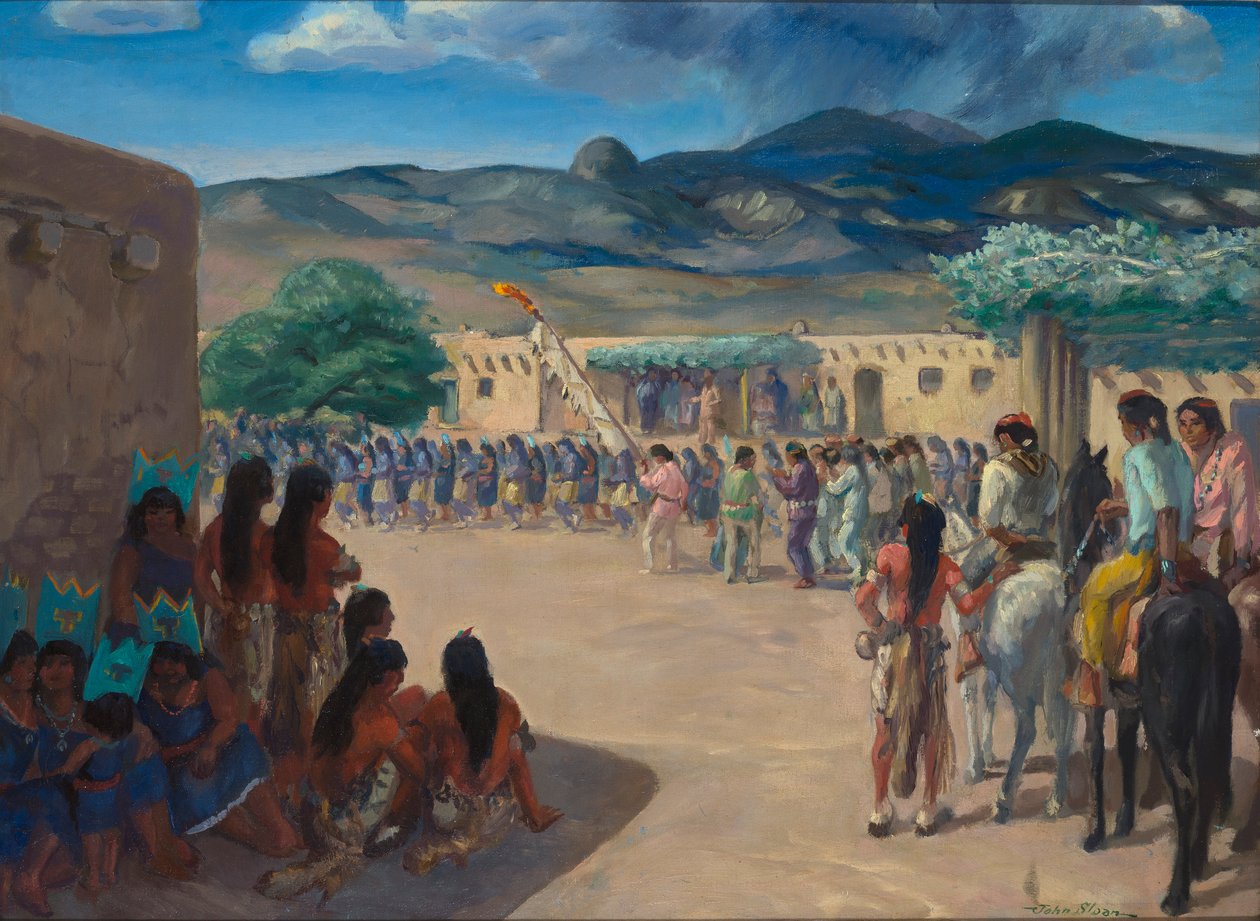 Tánc a Cochiti Pueblo-ban, Új-Mexikóban alkotó: John French Sloan