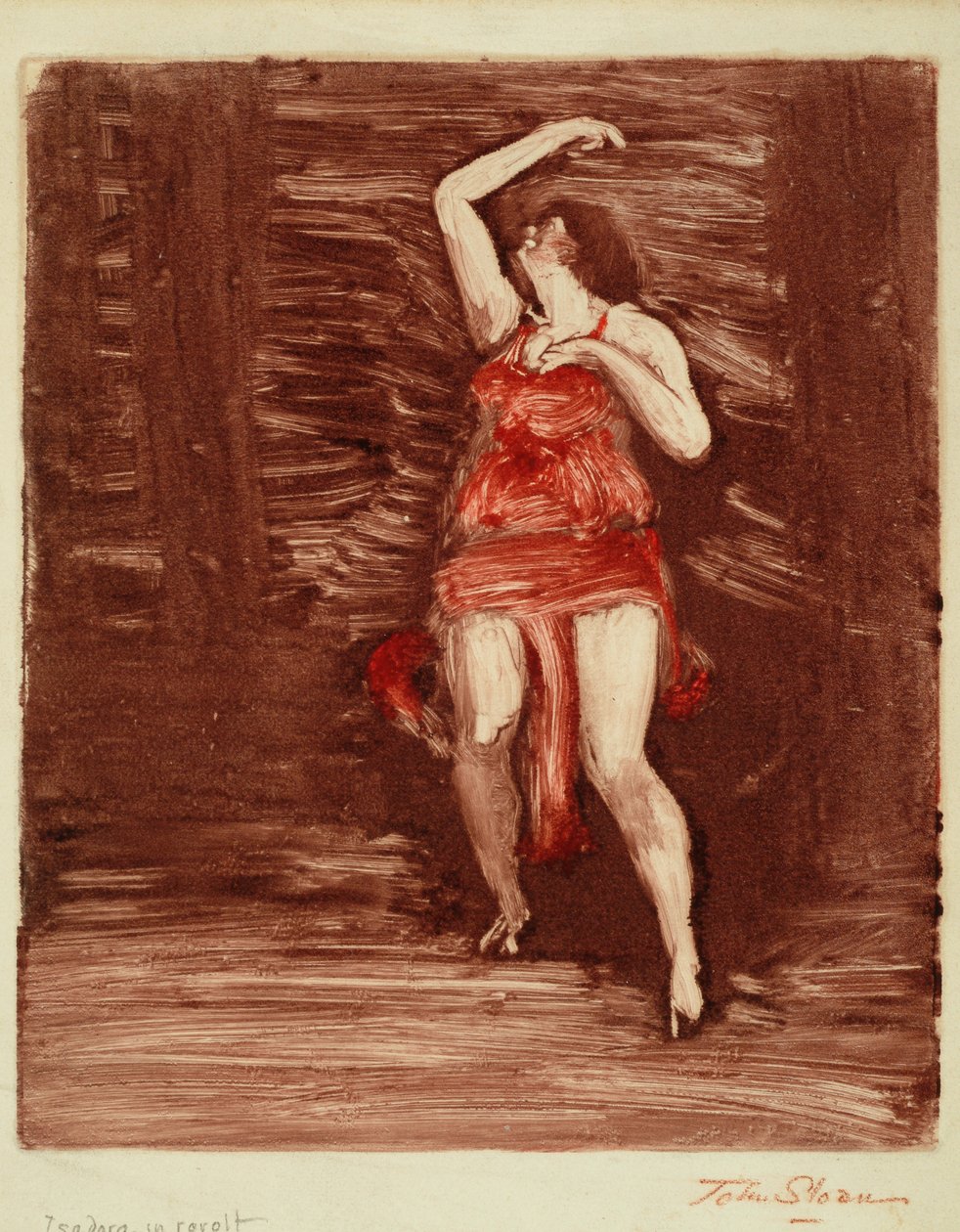 Isadora in Revolt, 1915 körül (monotípia papíron) alkotó: John French Sloan