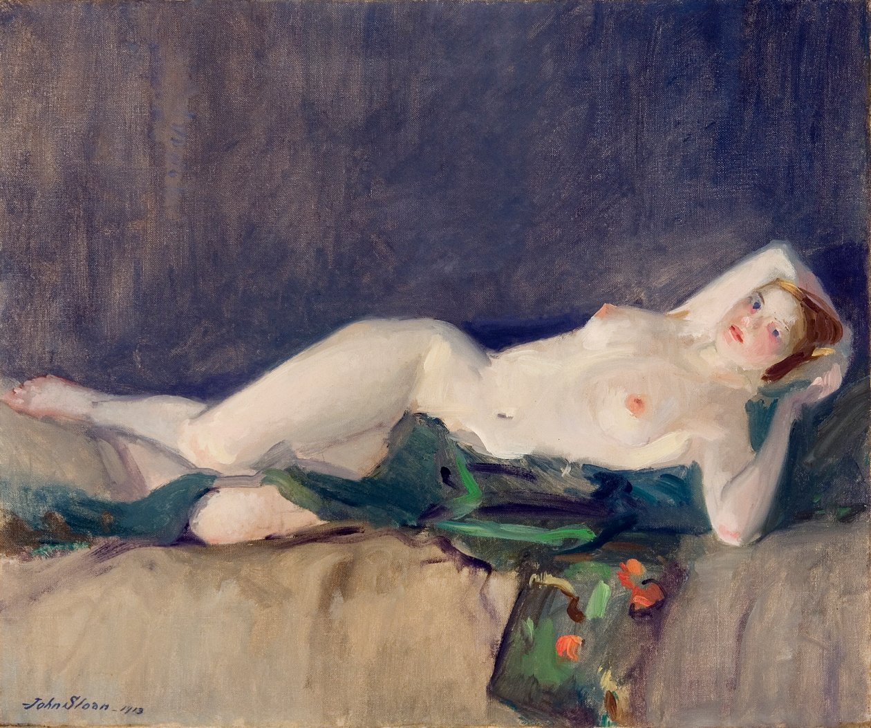 Akt, zöld sál alkotó: John French Sloan