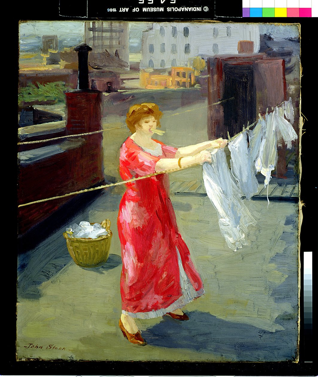 Piros kimonó a tetőn alkotó: John French Sloan