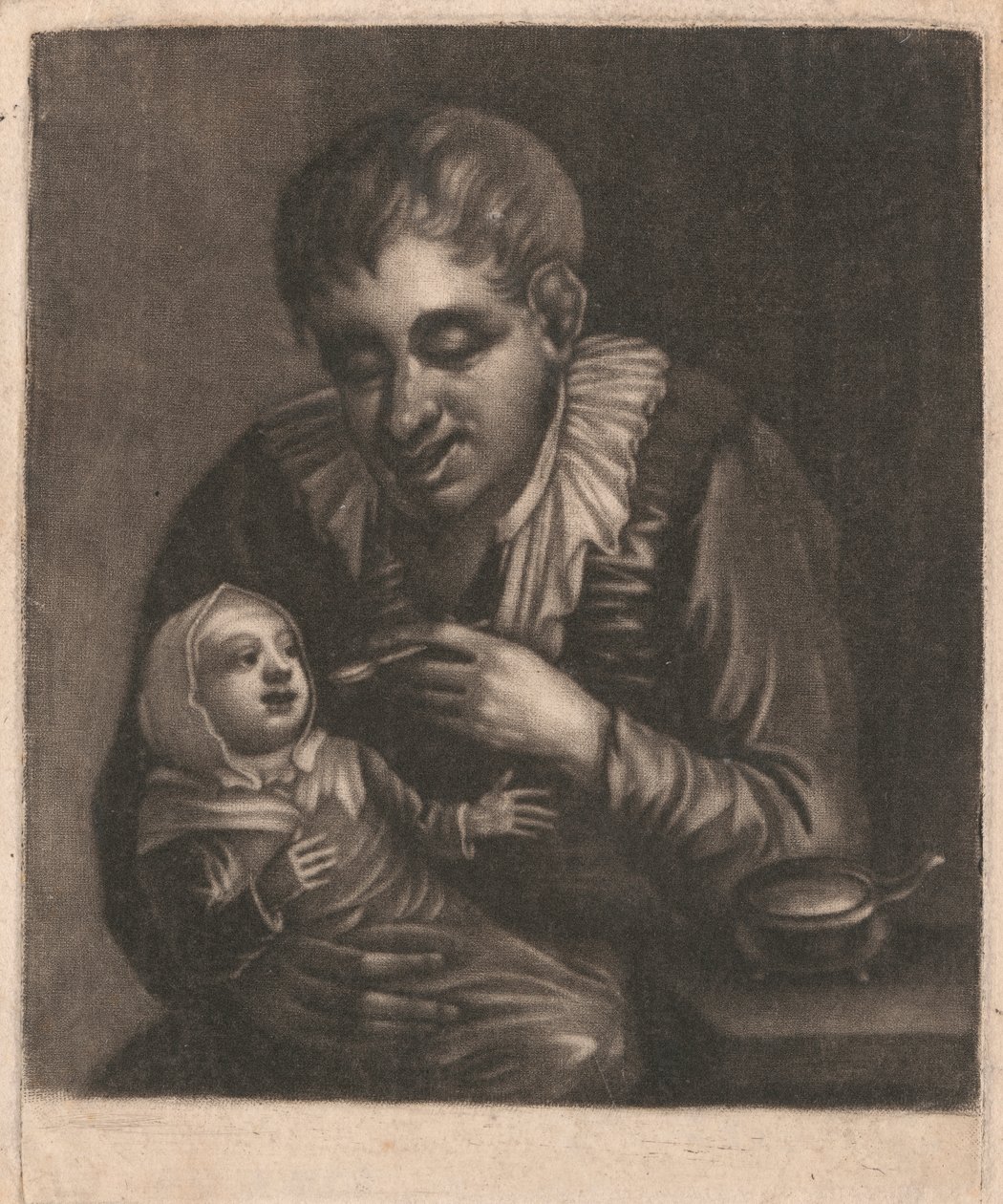 Férfi etető gyermek alkotó: John Smith